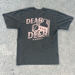 Dear Deer Pink and Grey Whiskey Graphic Tee - size Medium
